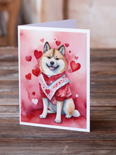 Load image into Gallery viewer, Akita My Valentine Greeting Cards - Blank Note Cards – 8-Pack of Artist-Designed Cards with Envelopes