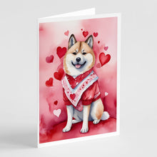Load image into Gallery viewer, Akita My Valentine Greeting Cards - Blank Note Cards – 8-Pack of Artist-Designed Cards with Envelopes