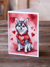 Load image into Gallery viewer, Alaskan Klee Kai My Valentine Greeting Cards - Blank Note Cards – 8-Pack of Artist-Designed Cards with Envelopes