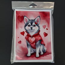 Load image into Gallery viewer, Alaskan Klee Kai My Valentine Greeting Cards - Blank Note Cards – 8-Pack of Artist-Designed Cards with Envelopes