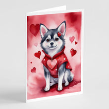 Load image into Gallery viewer, Alaskan Klee Kai My Valentine Greeting Cards - Blank Note Cards – 8-Pack of Artist-Designed Cards with Envelopes