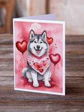 Load image into Gallery viewer, Alaskan Malamute My Valentine Greeting Cards - Blank Note Cards – 8-Pack of Artist-Designed Cards with Envelopes