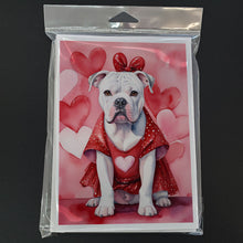 Load image into Gallery viewer, American Bulldog My Valentine Greeting Cards - Blank Note Cards – 8-Pack of Artist-Designed Cards with Envelopes