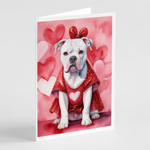 Load image into Gallery viewer, American Bulldog My Valentine Greeting Cards - Blank Note Cards – 8-Pack of Artist-Designed Cards with Envelopes
