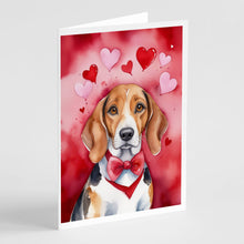 Load image into Gallery viewer, American Foxhound My Valentine Greeting Cards - Blank Note Cards – 8-Pack of Artist-Designed Cards with Envelopes