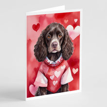 Load image into Gallery viewer, American Water Spaniel My Valentine Greeting Cards - Blank Note Cards – 8-Pack of Artist-Designed Cards with Envelopes