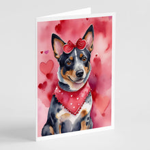 Load image into Gallery viewer, Australian Cattle Dog My Valentine Greeting Cards - Blank Note Cards – 8-Pack of Artist-Designed Cards with Envelopes