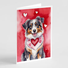 Load image into Gallery viewer, Australian Shepherd My Valentine Greeting Cards - Blank Note Cards – 8-Pack of Artist-Designed Cards with Envelopes