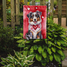 Load image into Gallery viewer, Australian Shepherd Valentine’s Day Garden Flag – Dog-Themed Heart Yard Decor