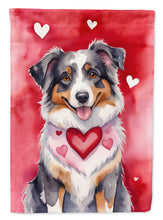 Load image into Gallery viewer, Australian Shepherd Valentine’s Day Garden Flag – Dog-Themed Heart Yard Decor