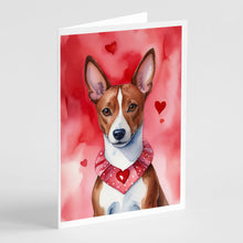 Load image into Gallery viewer, Basenji My Valentine Greeting Cards - Blank Note Cards – 8-Pack of Artist-Designed Cards with Envelopes