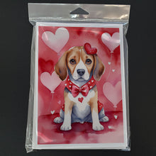 Load image into Gallery viewer, Beagle My Valentine Greeting Cards - Blank Note Cards – 8-Pack of Artist-Designed Cards with Envelopes