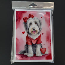 Load image into Gallery viewer, Bearded Collie My Valentine Greeting Cards - Blank Note Cards – 8-Pack of Artist-Designed Cards with Envelopes