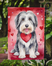 Load image into Gallery viewer, Bearded Collie Valentine’s Day Garden Flag – Dog-Themed Heart Yard Decor
