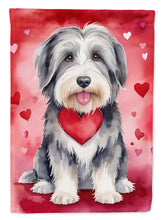 Load image into Gallery viewer, Bearded Collie Valentine’s Day Garden Flag – Dog-Themed Heart Yard Decor