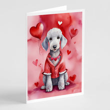 Load image into Gallery viewer, Bedlington Terrier My Valentine Greeting Cards - Blank Note Cards – 8-Pack of Artist-Designed Cards with Envelopes