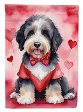 Load image into Gallery viewer, Bernedoodle My Valentine House Flag