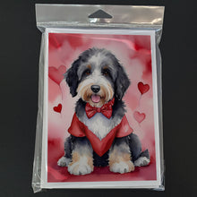 Load image into Gallery viewer, Bernedoodle My Valentine Greeting Cards - Blank Note Cards – 8-Pack of Artist-Designed Cards with Envelopes