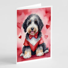 Load image into Gallery viewer, Bernedoodle My Valentine Greeting Cards - Blank Note Cards – 8-Pack of Artist-Designed Cards with Envelopes
