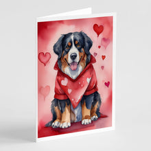 Load image into Gallery viewer, Bernese Mountain Dog My Valentine Greeting Cards - Blank Note Cards – 8-Pack of Artist-Designed Cards with Envelopes