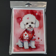 Load image into Gallery viewer, Bichon Frise My Valentine Greeting Cards - Blank Note Cards – 8-Pack of Artist-Designed Cards with Envelopes