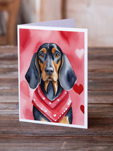 Load image into Gallery viewer, Black and Tan Coonhound My Valentine Greeting Cards - Blank Note Cards – 8-Pack of Artist-Designed Cards with Envelopes