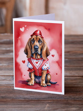 Load image into Gallery viewer, Bloodhound My Valentine Greeting Cards - Blank Note Cards – 8-Pack of Artist-Designed Cards with Envelopes