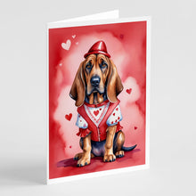 Load image into Gallery viewer, Bloodhound My Valentine Greeting Cards - Blank Note Cards – 8-Pack of Artist-Designed Cards with Envelopes