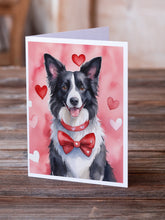 Load image into Gallery viewer, Border Collie My Valentine Greeting Cards - Blank Note Cards – 8-Pack of Artist-Designed Cards with Envelopes