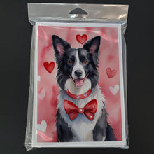 Load image into Gallery viewer, Border Collie My Valentine Greeting Cards - Blank Note Cards – 8-Pack of Artist-Designed Cards with Envelopes
