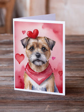 Load image into Gallery viewer, Border Terrier My Valentine Greeting Cards - Blank Note Cards – 8-Pack of Artist-Designed Cards with Envelopes