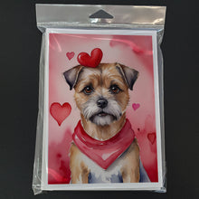Load image into Gallery viewer, Border Terrier My Valentine Greeting Cards - Blank Note Cards – 8-Pack of Artist-Designed Cards with Envelopes