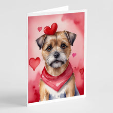 Load image into Gallery viewer, Border Terrier My Valentine Greeting Cards - Blank Note Cards – 8-Pack of Artist-Designed Cards with Envelopes