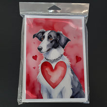 Load image into Gallery viewer, Borzoi My Valentine Greeting Cards - Blank Note Cards – 8-Pack of Artist-Designed Cards with Envelopes