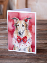 Load image into Gallery viewer, Borzoi My Valentine Greeting Cards - Blank Note Cards – 8-Pack of Artist-Designed Cards with Envelopes