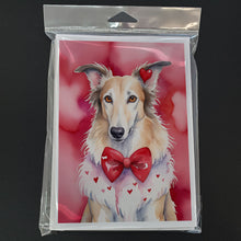 Load image into Gallery viewer, Borzoi My Valentine Greeting Cards - Blank Note Cards – 8-Pack of Artist-Designed Cards with Envelopes