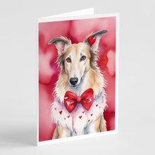 Load image into Gallery viewer, Borzoi My Valentine Greeting Cards - Blank Note Cards – 8-Pack of Artist-Designed Cards with Envelopes