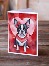 Load image into Gallery viewer, Boston Terrier My Valentine Greeting Cards - Blank Note Cards – 8-Pack of Artist-Designed Cards with Envelopes