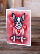 Load image into Gallery viewer, Boston Terrier My Valentine Greeting Cards - Blank Note Cards – 8-Pack of Artist-Designed Cards with Envelopes