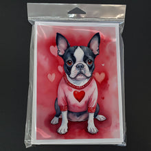 Load image into Gallery viewer, Boston Terrier My Valentine Greeting Cards - Blank Note Cards – 8-Pack of Artist-Designed Cards with Envelopes