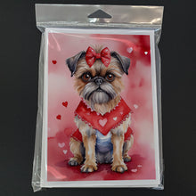Load image into Gallery viewer, Brussels Griffon My Valentine Greeting Cards - Blank Note Cards – 8-Pack of Artist-Designed Cards with Envelopes