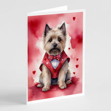 Load image into Gallery viewer, Cairn Terrier My Valentine Greeting Cards - Blank Note Cards – 8-Pack of Artist-Designed Cards with Envelopes