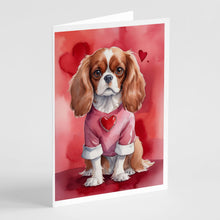 Load image into Gallery viewer, Cavalier Spaniel My Valentine Greeting Cards - Blank Note Cards – 8-Pack of Artist-Designed Cards with Envelopes