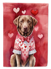Load image into Gallery viewer, Chesapeake Bay Retriever Valentine’s Day Garden Flag – Dog-Themed Heart Yard Decor
