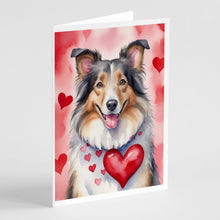 Load image into Gallery viewer, Collie My Valentine Greeting Cards - Blank Note Cards – 8-Pack of Artist-Designed Cards with Envelopes