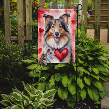 Load image into Gallery viewer, Collie Valentine’s Day Garden Flag – Dog-Themed Heart Yard Decor