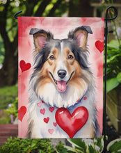 Load image into Gallery viewer, Collie Valentine’s Day Garden Flag – Dog-Themed Heart Yard Decor