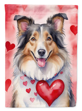 Load image into Gallery viewer, Collie Valentine’s Day Garden Flag – Dog-Themed Heart Yard Decor