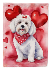 Load image into Gallery viewer, Coton de Tulear Valentine’s Day Garden Flag – Dog-Themed Heart Yard Decor