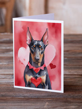 Load image into Gallery viewer, Doberman Pinscher My Valentine Greeting Cards - Blank Note Cards – 8-Pack of Artist-Designed Cards with Envelopes